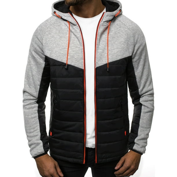 Dolkfu Sudadera con capucha para hombres de color combinado, chaqueta deportiva con cremallera completa, chaqueta ligera y de combinación para hombres. XL