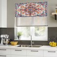 thumbnail image 4 of Orange Blue Ethnic Curtain Valances for Windows, Kitchen Valance Window Treatments Panel 2 Pack, Boho Geometric Art Vintage Rod Pocket Short Curtains for Bathroom Bedroom 42 x 18 Inch, 4 of 8