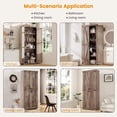 thumbnail image 5 of 70" Tall Kitchen Pantry, Farmhouse Storage Cabinet with 2 Barn Doors and 5 Adjustable Shelves, Rustic Wood Cupboard for Kitchen, Dining Room, Bathroom, Brown, 5 of 18