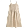 thumbnail image 5 of Kctiaxy Dresses for Women Spaghetti Straps A-Line Midi Dress Summer Crew Neck Sleeveless Pleated Front Flowy Dress Beach Vacation, 5 of 7