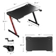 thumbnail image 2 of Lacoo 44" X 23.6" Gaming Desk Z Shape Office Computer Desk Carbon Fiber Desktop with Headphone Hook, Black, 2 of 7
