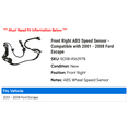 thumbnail image 2 of Front Right ABS Speed Sensor - Compatible with 2001 - 2008 Ford Escape 2002 2003 2004 2005 2006 2007, 2 of 2