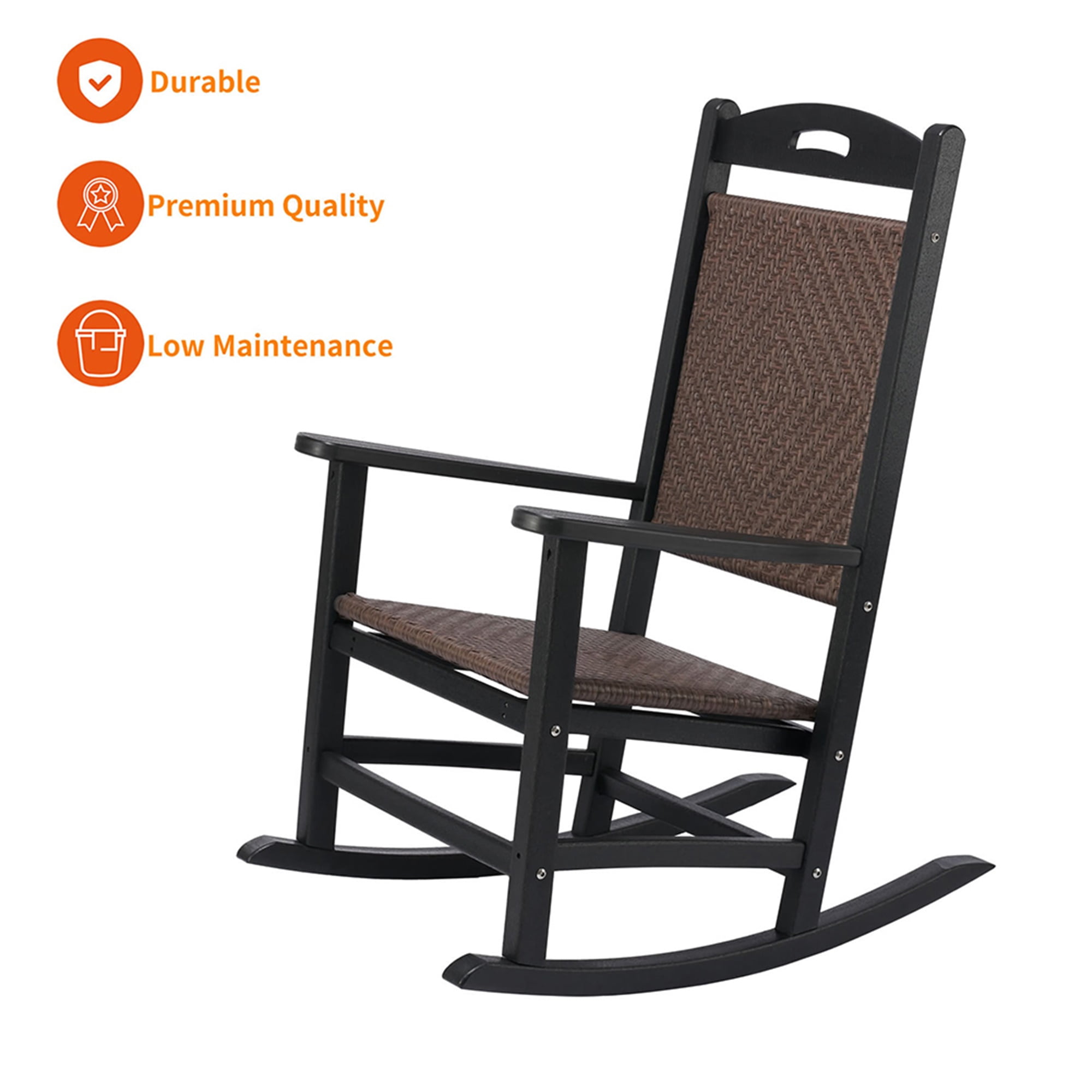 Aimee Lii Outdoor Rocking Chair, Patio Rocker Chair with High Back, Rocking Chair, Widely Used for Lawn, Porch, Backyard, Indoor and Garden