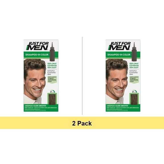 Just For Men Shampoo-in Hair Dye for Men H-40 Medium Dark Brown - 2 Pack