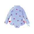 thumbnail image 3 of Gyujnb Plaid Cherry Print Long Sleeve One-Piece Swimsuit with Ribbon for Summer Beach (Baby),6-9 Months, 3 of 7