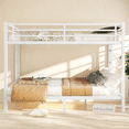 thumbnail image 2 of Tcbosik Queen Over Queen Size Metal Bunk Bed with Guardrail and Ladder, Bed Frame for Bedroom, Easy Assembly, No Box Spring Needed, White, 2 of 8