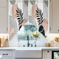 thumbnail image 6 of Swag Curtains Valances for Windows, Mid Century Boho Short Kitchen Window Curtains Over Sink, Navy Pink Abstract Geo Leaf Cafe Curtains Panel Set Of 2,Rod Pocket, 63 Inches Length White, 6 of 8