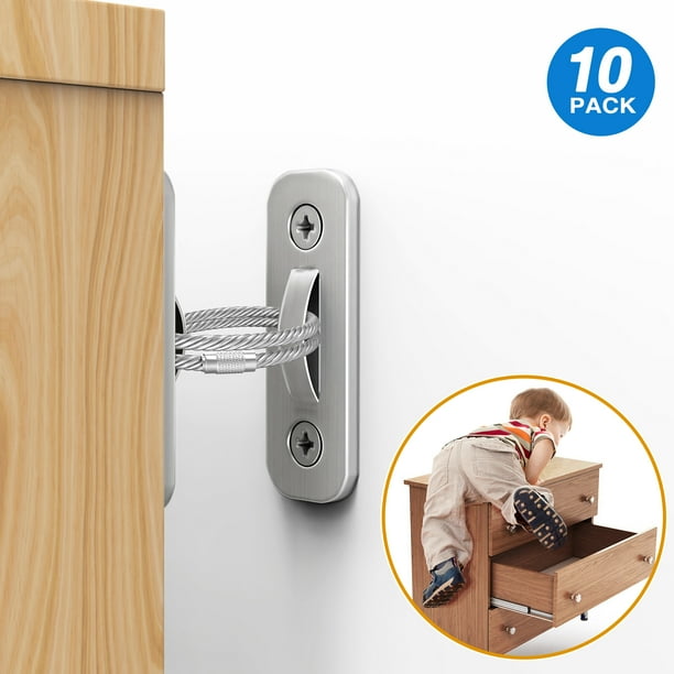 Baby Proof Furniture Wall Anchor 10 Set Stainless Steel Antitip Child