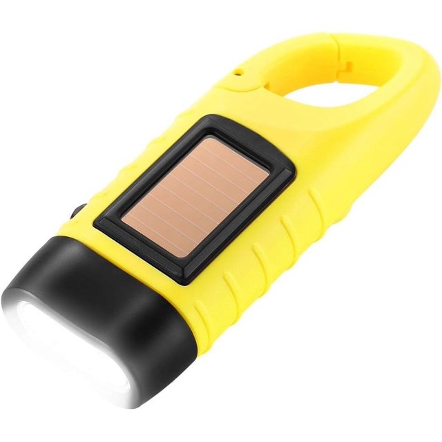 Linterna Quick Snap para deportes al aire libre, paquete de 2 linternas con manivela solar, linterna LED recargable de emergencia, linterna de supervivencia, amarilla