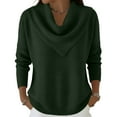 thumbnail image 2 of Cozy Sweaters for Women Knit Fall Winter Clothes Casual Loose Pullover Fashion Cowl Neck Long Sleeve Trendy Tops Green XL, 2 of 8