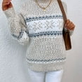 thumbnail image 3 of SWSMCLT Women's Long Sleeve Sweater Knit Christmas Pullover Sweaters Cute Chunky Warm Printed Winter Drop Shoulder Apricot Large, 3 of 4