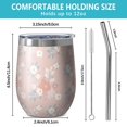 thumbnail image 4 of Floral 12oz Stainless Steel Insulated Wine Tumbler with Lid and Straw – Double Wall Vacuum Mug for Hot & Cold Drinks, 304 Steel Interior, Sweat-Free Design,Thanksgiving,Christmas, Spring,Flower, 4 of 5
