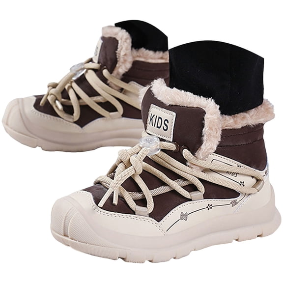 BOBOGOJP Toddler Boots Girls Boys Warm Winter Boots Cozy Plush Lining Winter Shoes Indoor Outdoor Booties Khaki for Size 2.5