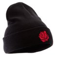 thumbnail image 4 of Rose Print Embroidered 12 Inch Long Knitted Beanie - Black OSFM, 4 of 5