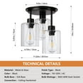 thumbnail image 3 of FRIDEKO HOME 3-Light Semi Flush Mount Ceiling Light, E26 Base, Clear Glass Shades, Matte Black Kitchen Light Fixtures for Dining Room, Hallway, Living Room (Without Bulb), 3 of 11