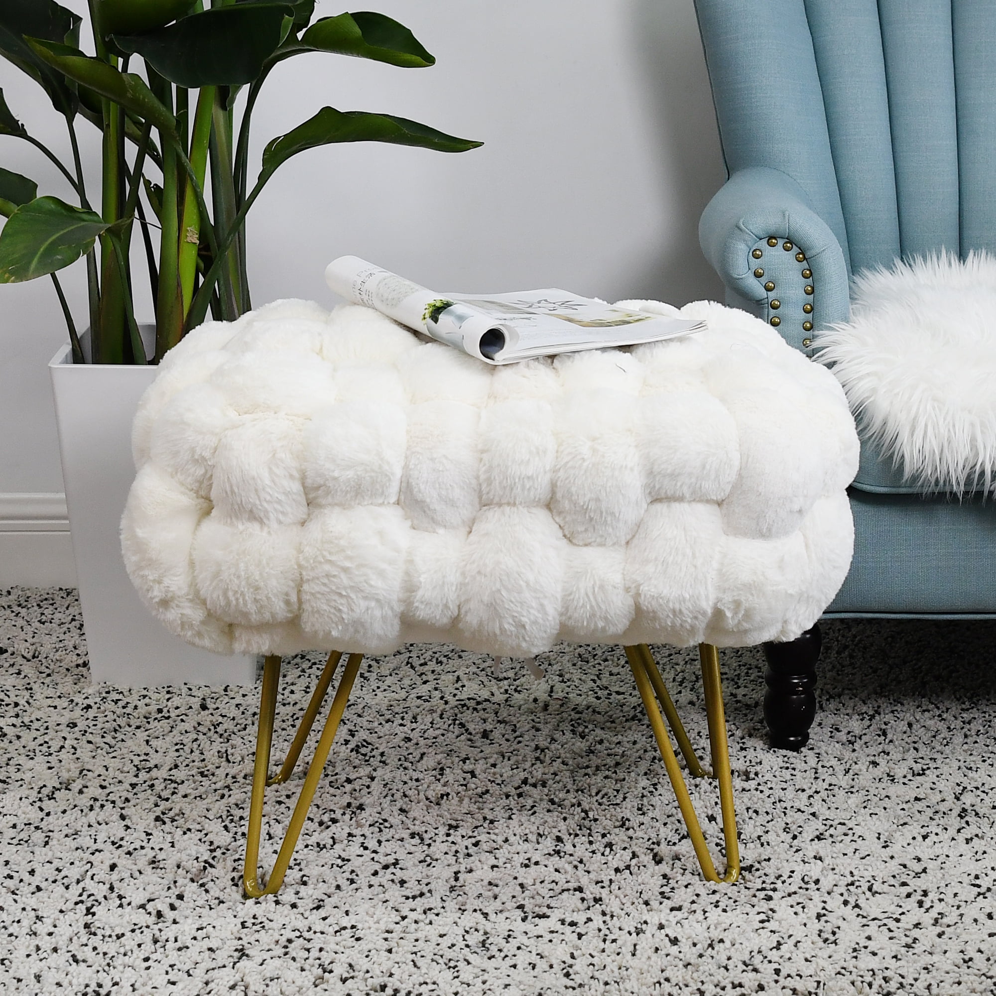 Fluffy ottoman stool online