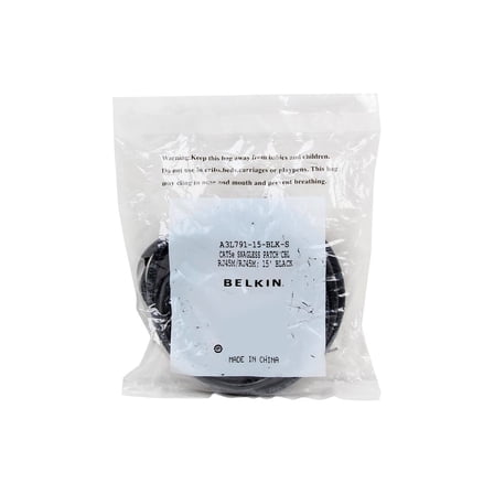 Belkin, BLKA3L79115BLKS, RJ45 CAT5e Snagless Patch Cable, 1 Each, Black