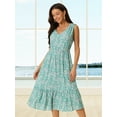 thumbnail image 3 of DARING DIVA Summer V Neck Sleeveless Flowy Midi Dress S Green, 3 of 7