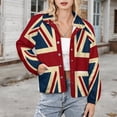 thumbnail image 3 of Jackets for Women Winter Coat Jackets Flannel Stand Collar Jacket(British Flag Print Rug,Size:S-4XL), 3 of 7