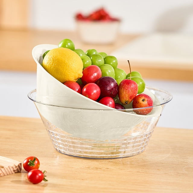 Plastic Drainer Basket - Food Safe Kitchen organizer Storage Container for Vegetables & Utensils Space Saving & Easy Clean, Beige, JKODE