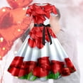 thumbnail image 2 of ZHOUCHANKIDS 1950s Retro Party Dress for Women Floral Print Short Sleeve Elegant Swing Prom Gown White XL, 2 of 3
