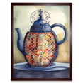 thumbnail image 1 of Enamelled Teapot Colourful Tea Kettle Folk Art Watercolour Painting Art Print Framed Poster Wall Decor 12x16 inch, 1 of 5
