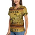 thumbnail image 5 of Yiaed Coffee Vintage Print Women's T Shirt V-Neck Short Sleeve Shirt Casual Breathable Tee Summer Tops-3X-Large, 5 of 5