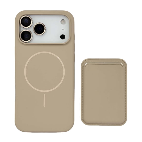 For iPhone 13 Phone Case,2-in-1 Magnetic Detachable Card Holder,Compatible with Mag-Safe,With Camera Lens Protector,Shockproof Ultra Slim Anti-fall Anti-scratch Rugged Phone Case,Desertgold