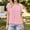 Pink, variant on 2026 Summer Women's Round Neck Pleated Dolman Blouse, Short Sleeve Loose Fit Casual Solid Color Top with Elastic Hem for Everyday Streetwear and Vacation