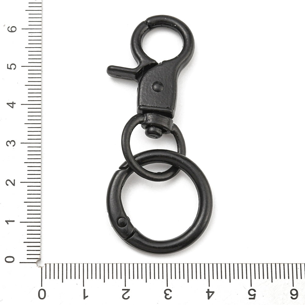 Spray Painted Alloy Split Key Rings Keychain Clasp Findings Black 64.5mm