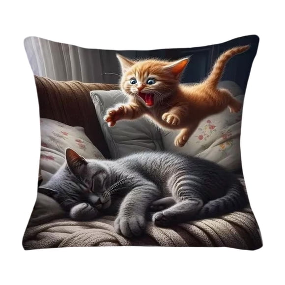 Fasiaou Housse de Coussin Imitation Imprimé Mignon d'Alpaga pour Canapé et Salon Coussins Décoratifs avec Design à Thème Animal