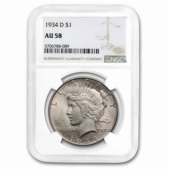 1934-D Peace Dollar AU-58 NGC