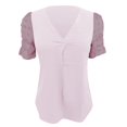 thumbnail image 2 of Gibobby Blusa Casual de Mujer Blusa gasa con cuello en V color liso para mujer con mangas(Rojo,XL), 2 of 5
