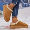 thumbnail image 4 of Xfvqtps Fuzzy Slippers for Women Fluffy Winter Warm Lined Suede Flatform Mini Boots Slip on Furry Cozy Short Ankle Shoes Indoor and Outdoor Mules Clogs Brown, 4 of 6