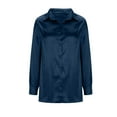 thumbnail image 2 of Oplxuo Satin Button Down Shirts for Women Dressy Casual Lapel Button Down Long Sleeve Loose Business Office Tunic Tops, 2 of 4