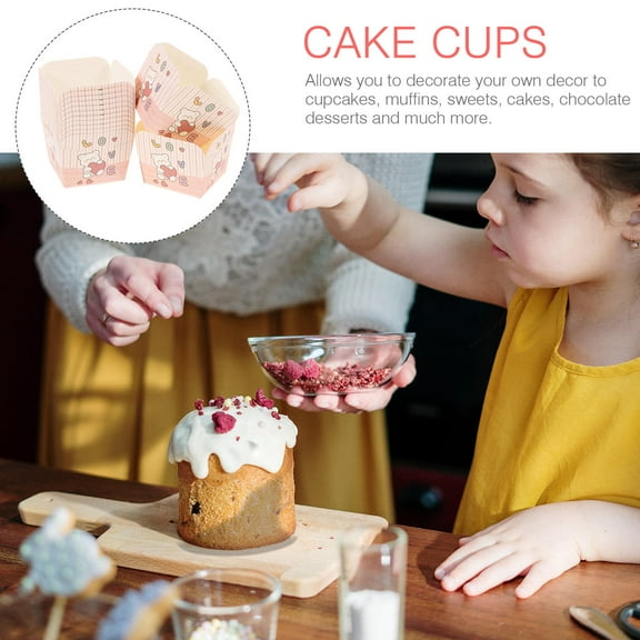 HEMOTON Golden Paper Cake Cups for Dessert Shop and Parties 100 Pcs Square Disposable Bake Cups