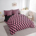 thumbnail image 3 of Homewish Geometric Honeycomb Bedding Comforter Set 7 Pieces for Kids Children Teens,Black Pink Full Bedding Set Lightweight,Abstract Hexagon Fitted Sheet Flat Sheet,Super Cozy Room Decor,Reversible, 3 of 8
