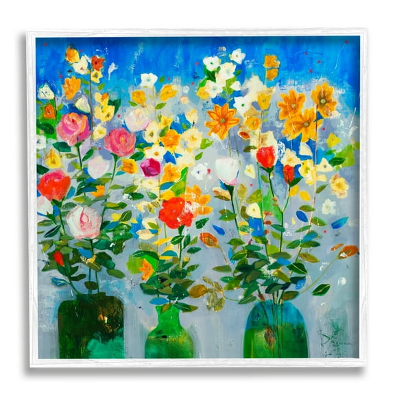 Stupell Industries Vivid Flower Arrangement Bold Green Blue Ikebana Design, 24 x 24, Design by Jill Martin