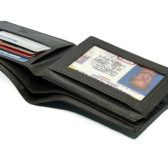 RFID Blocking Men's Genuine Cowhide Leather Premium Bifold Wallet Flap Top ID Card Holder