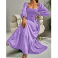 thumbnail image 6 of Fesfesfes Women Dress Casual Sexy Long Sleeve Pullover Square Neck Long Sleeve Ruffle High Waist Dress Sale Tops on Clearance, 6 of 7