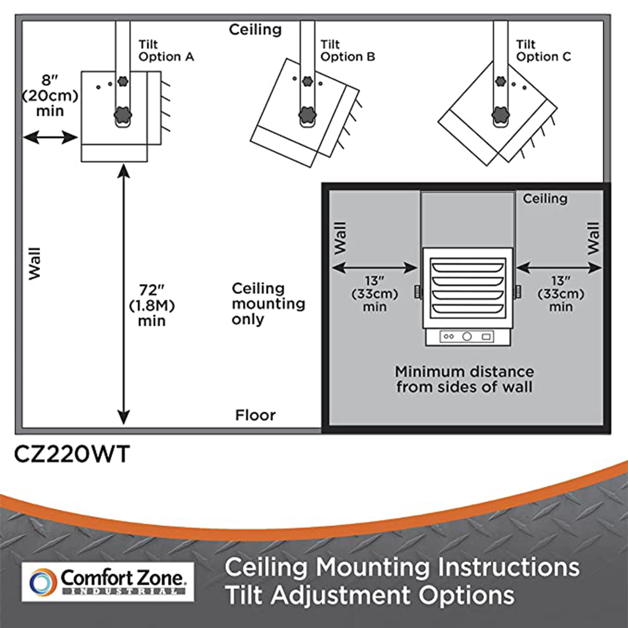 Comfort Zone 5,000-Watt, 240v Hard Wired Fan-Forced Ceiling Mount Heater  with Dual Knob Controls and Safety Overheat Protection, ETL Compliant, Grey  - Walmart.com
