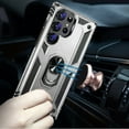 thumbnail image 2 of For Samsung S23 Ultra Ring Magnetic Kickstand Hybrid Case Cover - Silver, 2 of 3