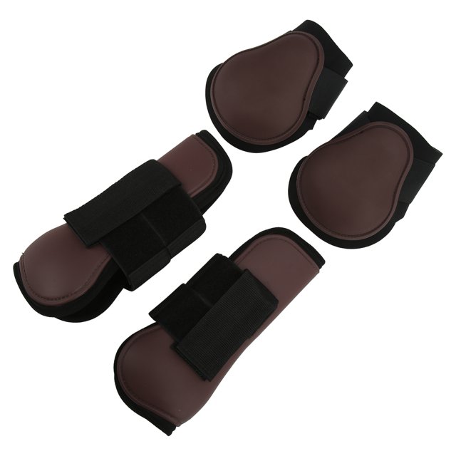Bottes pour Jambes de Cheval, Bottes de Tendon de Cheval Multifonctions Résistantes aux Chocs Confortables Réglables Faciles à Ajuster en Néoprène PU pour Saut pour Compétition pour Équitation Ensemble de Marron m
