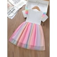 thumbnail image 7 of WIBACKER Toddler Girls Summer Dress Short Sleeve Tulle Rainbow Unicorn Dress 1-8 Years, 7 of 7