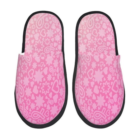 Balery Breast Cancer Pink Ribbons Awareness Slient Indoor Furry Fleece Comfort House Shoes Soft Non-Slip Home Shoes Cotton slippers House Slippers-- Medium