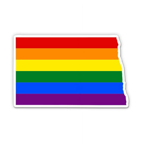 North Dakota Gay Flag State Shape Rainbow Pride LGBT - 3" Vinyl Sticker - For Car Laptop I-Pad Phone Helmet Hard Hat - Waterproof Decal