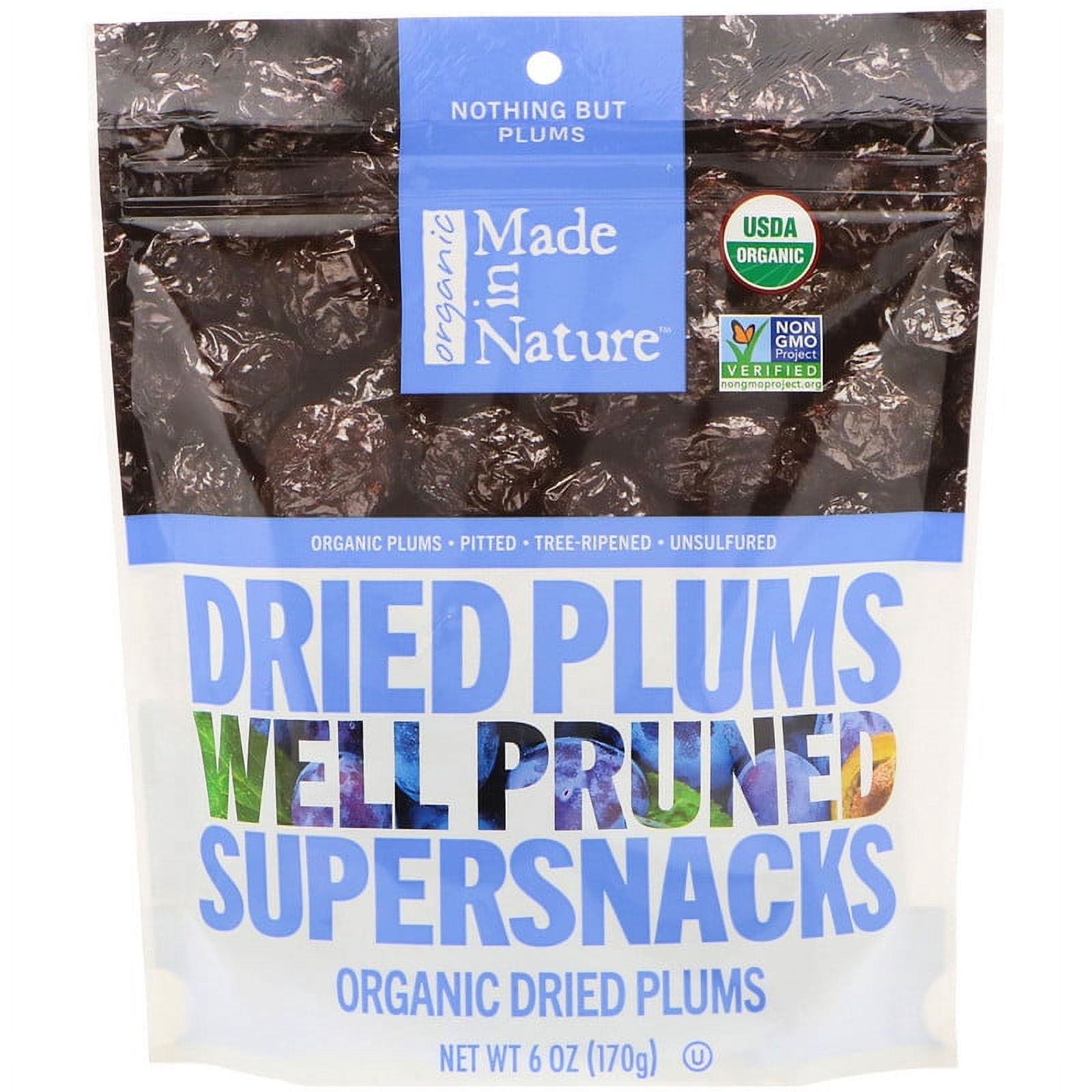 Made in Nature, Organic Dried Plums, Well Pruned Supersnacks, 6 oz Pack of 3