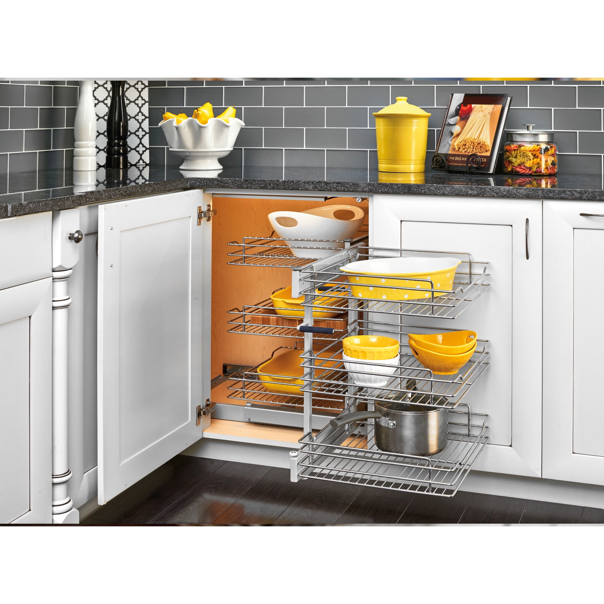 Extension 3-Tier Metal Pull Out Kitchen Cabinet Organizer Freely  Adjustable，No Drilling Rustpro Of Stainless Steel,Sturdy Multi-Functional  For Kitchen Bathroom Organization (Blcak)