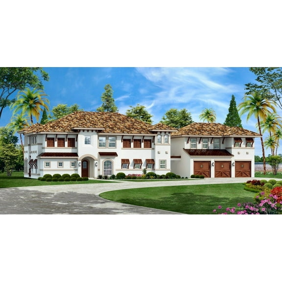 015-866: Luxury Mediterranean 5 Bed, 5 Bath Luxury Home Plan, 4258 Sq Ft: Full Blueprints with License to Build by Home Plan Marketplace - Lesuto