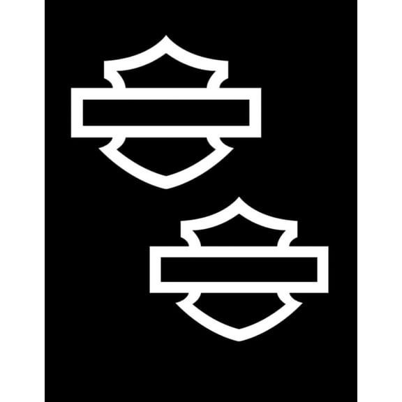 Motorcycle bar and Shield Design Vinyl Decal #2 Pieces Moto HD Club 5"x4" (White)